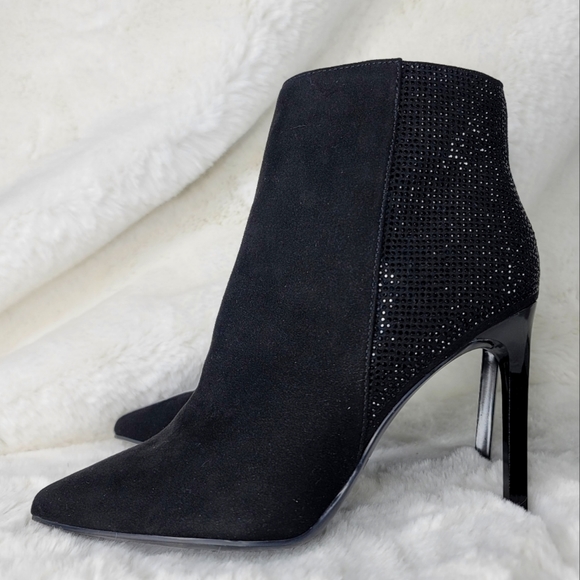 NINE WEST NWT Booties Boots Woman's Heels Suede Black Stone authentic designer - Picture 4 of 15